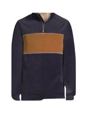 Arizona Jean Company Navy Zip-Up Sweater with Gold  Chest Stripe